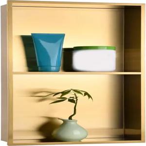 NEWRAIN 샤워 틈새 스테인리스 스틸 이중 욕실 타일 필요 없음 12 X24 오목한 벽 선반 브러시드 골드