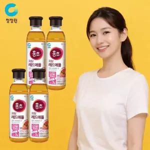 500ML x 4개 세트 저당 레드애플 식초음료 음용 발효 과일 마시는 새콤 상큼한 대용량 업소용 대량 달콤