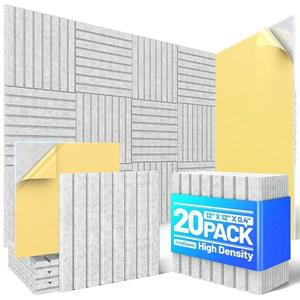 벽용 방음 폼 패널 20팩, 자체 접착식 12인치 X 12인치 X 0 4인치 슬레이트 방음 벽 패널, 게임 녹화 스튜디오 장식용 흡음 패널