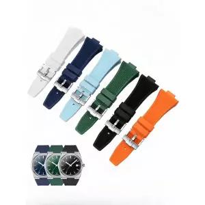 12mm 고무 시계줄 - 검정/파랑/녹색/주황색 티소 PRX T137 시계 T137407 T137410A 교체용 손목밴드