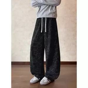 EAMT 팬츠 남성용 캐주얼 봄옷 창자 날염 커프스 빅사이즈 긴 YJ1