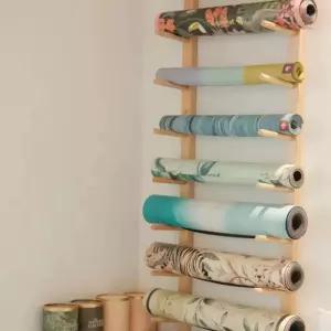 벽걸이형 원목 요가매트 보관함 필라테스 6단 컬러 학원 수납선반