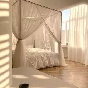 침대 캐노피 공주 인테리어 아이보리 가림막 우풍차단