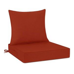 코지사이드 야외 의자 쿠션 24x24, 탈착식 커버가 있는 세탁 가능한 파티오 가구 쿠션, 미끄럼 방지 타이와 손잡이가 방수 딥 시트 세트, 브릭 레드