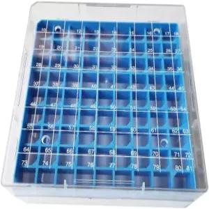 폴리카보네이트 냉동 박스 크라이오박스 바이알 랙 보관함 9 x 배열 81 장소 길이 130mm 너비 높이 2ml