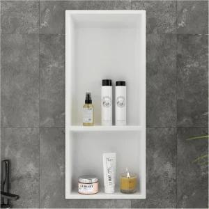 파인유 샤워 틈새 시장 타일 필요 없음 12.2 x28.7 x3.8 수직 이중 오목 벽 욕실 삽입물 SMC 선반 흰색