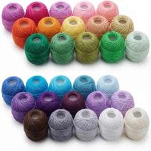 Maasechs 30볼 진주 코튼 실 사이즈 8 크로셰 세트 부드러운 롱 스테이플 머서라이즈 면사 크로스 스티치