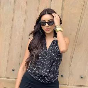 와칸다 여친 캐주얼 프린트 톱 나시 홀터넥 도트 베스트 KKE1