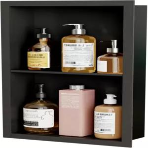 Giklux 2단 스테인리스 스틸 샤워 틈새 삽입물 24인치 12인치 벽을 위한 타일 필요 없는 욕실 건식 오목한