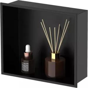 홈베이셔스 12인치 x 4인치 스테인리스 스틸 샤워 틈새 타일 필요 없음 매트 블랙 욕실 선반 테두리 오목한