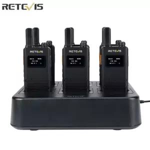 Retevis B63S(3세대 RT22) 미니 워키토키 PMR446/FRS 슬림 LCD 화면 레스토랑 부티크 매장용 충전식(6팩)