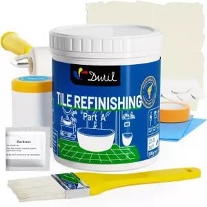 도구가 포함된 DWIL 욕조 페인트 및 타일 마감 키트 흰색 수성 저취 싱크대 욕실 샤워에 사용하기 쉬운