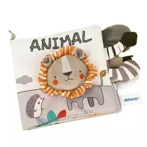 영유아 보들보들 촉감발달 헝겊 그림책 정글동물꼬리 교구 선물 호기심자극