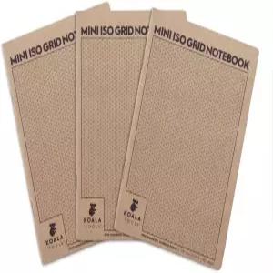 코알라 도구 미니 등거리 그래프 종이 노트북 3팩 5인치 x 7인치 60페이지 크래프트 커버 그리드 드로잉