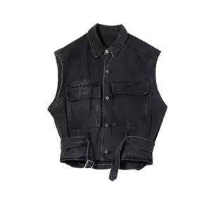 민소매 점퍼 카우보이 사이즈 데님 블랙 의류 남성용 블루