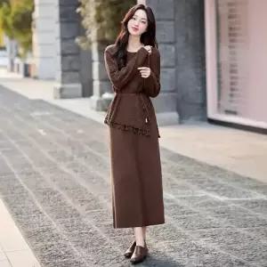 무천도사 스커트 여성용 여성 니트 가을 투피스 정장세트 바람 세트 KKE3