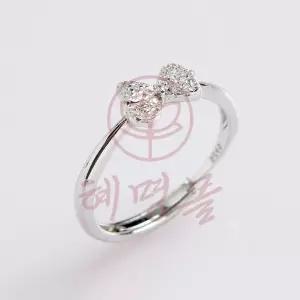 혜명몰 백금도금 리본 큐빅 오픈링 반지 스타일리시한 매듭 화이트데이선물 오즈 학생커플링
