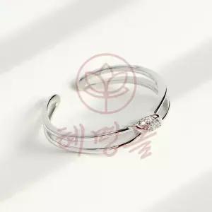 혜명몰 백금도금 매듭 큐빅 오픈링 반지 대학생커플링 대학생 기념일선물 심플커플링