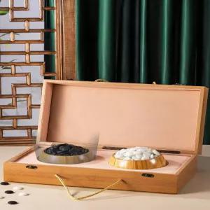 휴대용 바둑판 접이식 대나무 오목판 바둑두기 세트 테이블 보드 게임 장기 자석