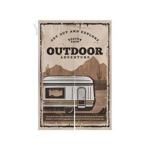 빈티지 캠핑 문짝 커튼 그리드 칸막이 사진 배열 차박 캠핑파 벽지 테슬 방문 카페