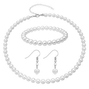LXUEJIE 진주 목걸이 및 귀걸이 세트 여성용 인조 장신구 3세트 여성 남성 결혼식 생일 발렌타인 크리스마스 선물