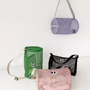 투명 망사 라운드 숄더백 써클 디자인 비치백 여름 휴가 쇼핑백 파우치 데일리