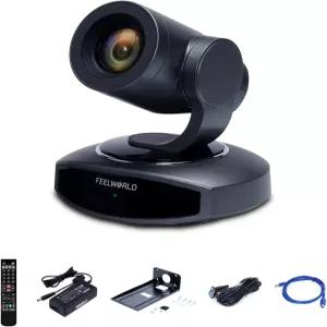 교회 비디오 컨퍼런스 방송을 위한 FEELWORLD 4K PTZ 카메라 AI 자동 추적 10배 광학 줌 USB3.0 LAN HDMI