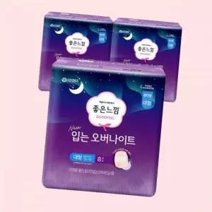 좋은느낌 입는 오버나이트 생리대 대형 8매 X 3EA 팬티 속옷 언더웨어형 4615904