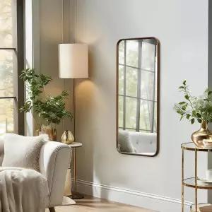 Niccy 47 ×24 우드 프레임 직사각형 전체 길이 거울 HD 롱 벽걸이 거실용 대형 본체 걸이 현관용 방폭