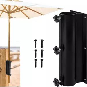 파티오 우산 마운트 홀더 조절 가능한 데크 브래킷 검은색 알루미늄 난간