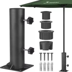 파티오 엄브렐러 스탠드 베이스 - 강화된 헤비 듀티 야외 홀더 및 클램프 코트야드의 데크 마운트 강화