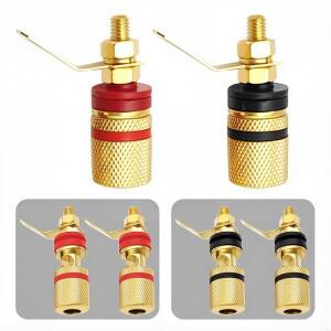 4피스 골드 도금 앰프 스피커 터미널 바인딩 포스트 바나나 플러그 소켓 커넥터 액세서리에 적합