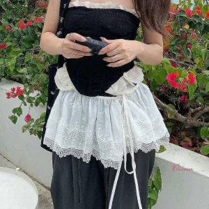 레이스스커트치마 화이트 힙커버 벌룬 랩스커트 팬츠 레이어드 페이크 코디 여름 데님 시스루 랩치마hij635