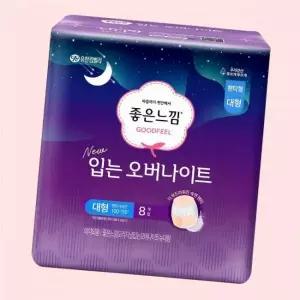 좋은느낌 입는 오버나이트 생리대 대형 8매 X 1EA 팬티 속옷 언더웨어형 4605164