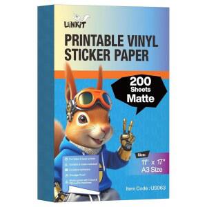 UINKIT 잉크젯 비닐 스티커 27 인쇄 200장 프린터용 가능한 9X43 프리미엄