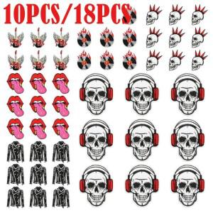 호러 스컬 자수 패치  옷에 다리기 위한 열 접착 록 밴드 펑크 DIY 세트