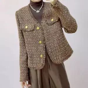 여성용 오피스룩 봄 슬러브 이른 쇼트 브이넥 솔리드 자켓 코트 OP1