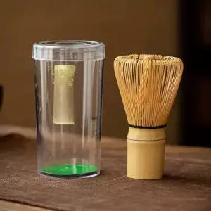 프리미엄 말차차선 말차솔 거품기 파우더 달린 긴 손잡이 대나무 100개 세트