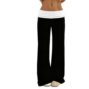 YOAWDATS 여성용 라이즈 요가 오버 로우 폴드 레그 플레어 스웨트팬츠 팬츠 와이드