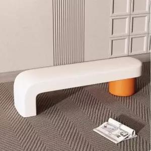 모던 현관 신발장 베드벤치 대기 입구 오렌지 베이지화이트 라운드 다리 80cm