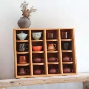 앤틱 원목 선반 벽걸이 인테리어 2단 수납장 컵홀더 수납