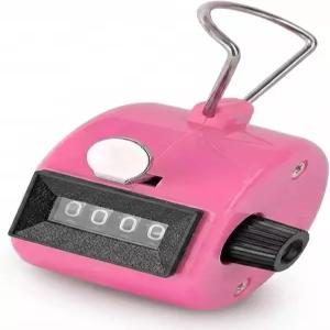 SPHTOEO 핸드 집계 카운터 - 뜨개질 및 크로셰용 4자리 기계식 클리커 핸드헬드 랩 피치 핑거 링이 있는