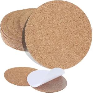 코스터용 마보르 16 시트 원형 코르크 백킹 3.5인치 자체 접착 얇은 보드 필 앤 스틱 우드 컬러 DIY 공예