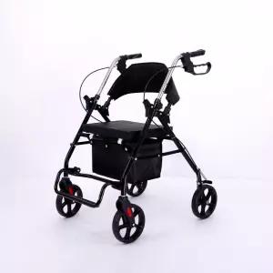 어르신보행보조기 노인 실버카 의자겸용 롤레이터 보행기 성인용 워커 접이식 블랙 ROLLATOR