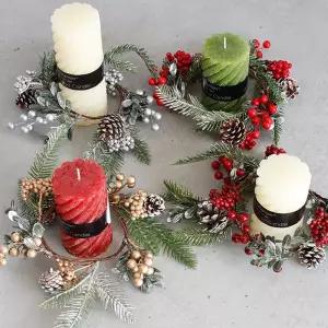 예쁜 크리스마스 캔들링 솔방울 열매장식 조화 리스 xIM1+2rBf