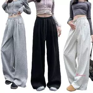 기본팬츠바지 와이드 데일리템 블랙 밴딩 롱3컬러 코튼 추리닝 세미 롱트레이닝 키큰녀jkl221