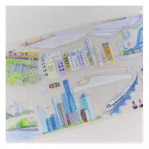 ZERO 도시의 시간 PET 풍경 다꾸 마테컷 소분 칼선 마스킹테이프 배경 조경 건물 빌딩 스티커