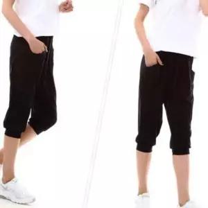 7부 아이스바지 블랙 스판 여자 조깅