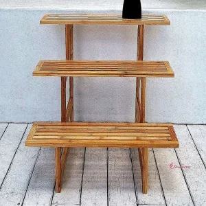 시앵대나무받침대 계단형3단 책장 조립식 다용도선반 수납장 신발책 원목정리대 화분 원목선반ijk736