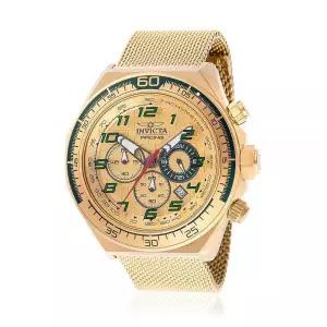 Invicta Racing Men 50.00mm 스테인리스 스틸 + 알루미늄 골드 그린 다이얼 VD53 쿼츠 227948